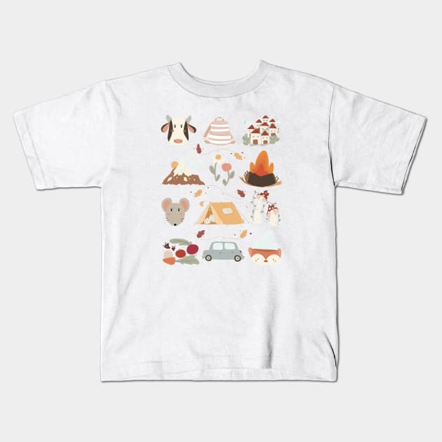 Mountain holidays doodles Kids T-Shirt by Akikodraws